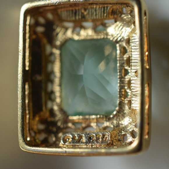 Chateau D Argent Genuine 12mm. by 10mm. Aqua Marine 925 Gold Vermeil Necklace - Picture 4 of 11